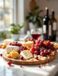Valentines Board Food With Wine Infused Grapes & Cheeses