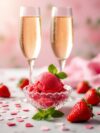 Champagne and Strawberry Sorbet Float for a Sweet Valentine