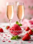 Champagne and Strawberry Sorbet Float for a Sweet Valentine