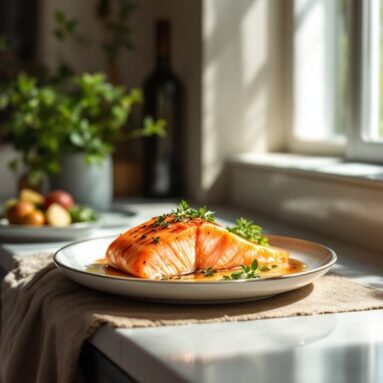 Budget Valentine’s Day Dinner With Wine-Poached Salmon