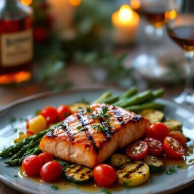 Bourbon Glazed Grilled Salmon for Valentine’s Dinner