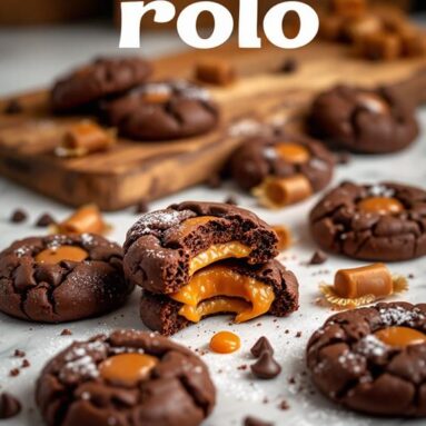 Rolo Caramel Stuffed Chocolate Cookies
