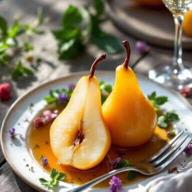 Champagne Poached Pears: A Valentine’s Dessert Delight