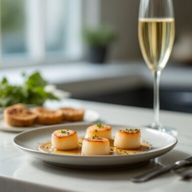Finger Food Valentines Day With Champagne Poached Scallops