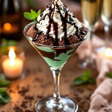 Chocolate Mint Martini Ice Cream Sundae for a Sweet Valentine