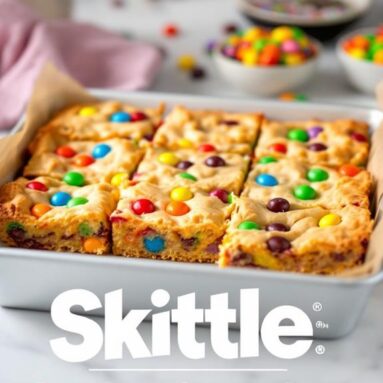 Skittle Rainbow Cookie Bars