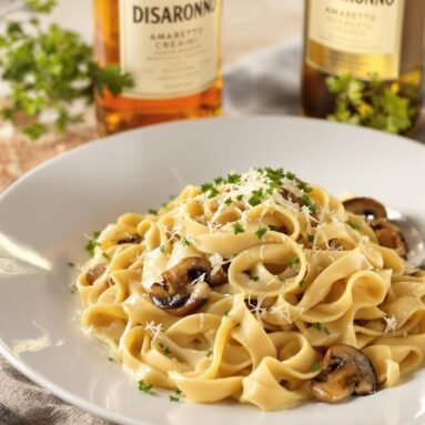 Amaretto Cream Sauce Over Pasta