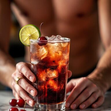 Dr Pepper Daring Dolphin Dive (Dr Pepper, Rum, Cherry Syrup)