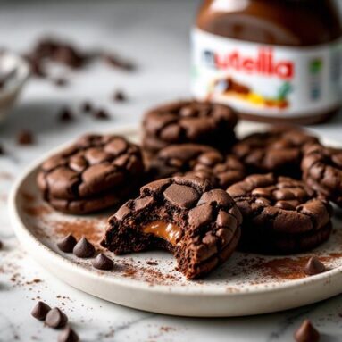 Nutella Stuffed Double Chocolate Cookies