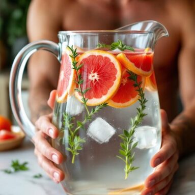 Bright Grapefruit Thyme Infused Water for Detox