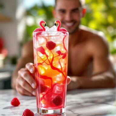 Fanta Funky Flamingo Fizz (Fanta, Raspberry Syrup, Gummy Flamingos)