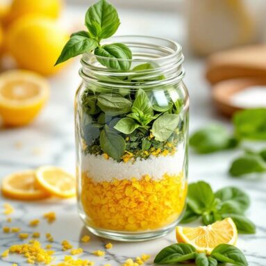 Refreshing Lemon Basil Mason Jar Cocktail Gift
