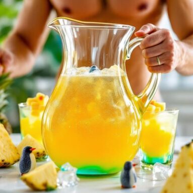 Pineapple Crush Party Penguin (Crush Soda, Pineapple Juice, Gummy Penguins)