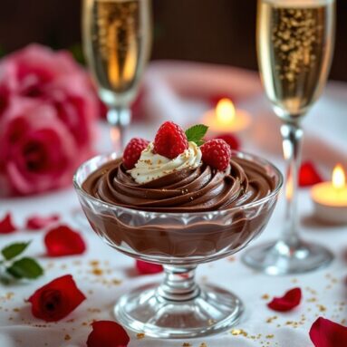 Raspberry Champagne Valentine’s Chocolate Mousse