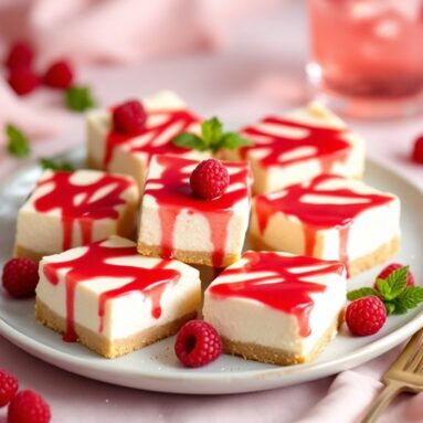 Raspberry Vodka Cheesecake Bars for Your Valentine