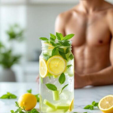 Crisp Celery Lemonade Water With Mint