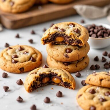 Rolo Stuffed Chocolate Chip Cookies