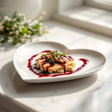 Heart Dinner Valentines Day With Red Wine Reduction