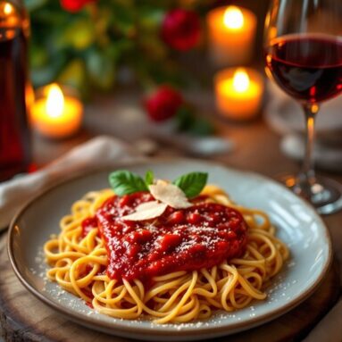 Heart-Shaped Fettuccine With Vodka Sauce for a Romantic Meal
