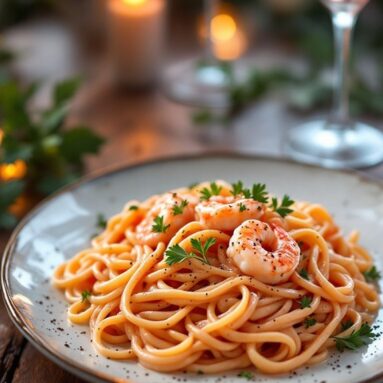 Pink Champagne Pasta With Shrimp for a Romantic Dinner