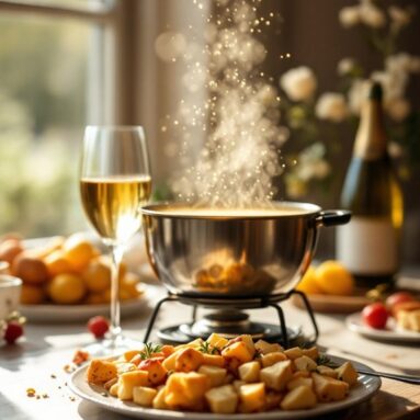 Romantic Meals With Sparkling Wine Fondue