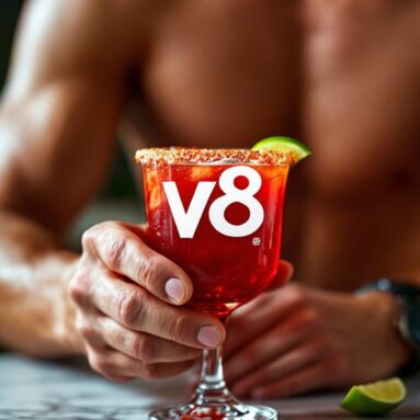V8 Veggie Vortex Voyage (V8 Juice, Vodka, Spicy Rim)