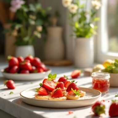 Strawberry Party Snacks With Elderflower Cordial Jelly
