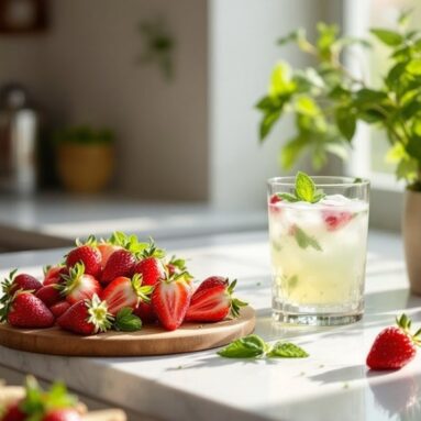 Strawberry Party Snacks With Mint Julep Dip
