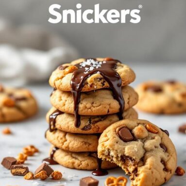 Snickers and Pretzel Crunch Cookies