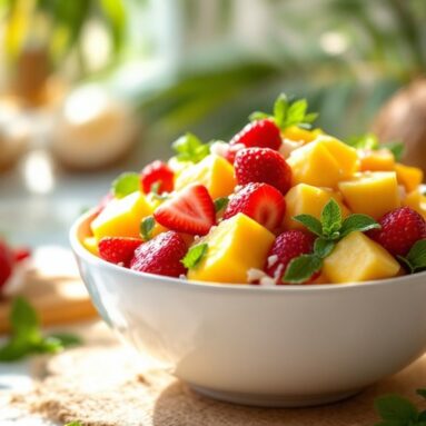 Coconut Rum Tropical Fruit Salad for a Romantic Valentine