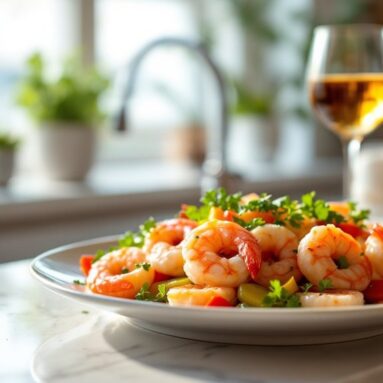 Shrimp Valentine’s Day Dinner With a Touch of Whisky